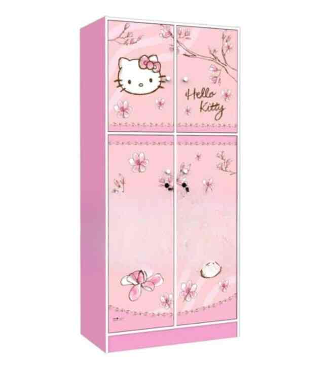 Lemari Pakaian Anak 2 + 2 Pintu Karakter Hello Kitty