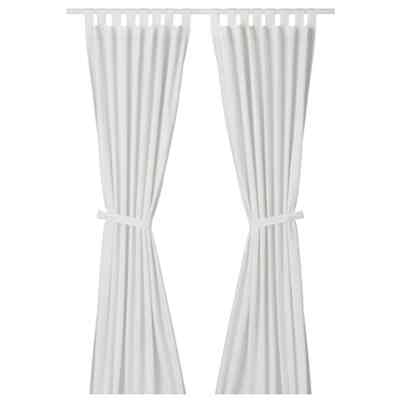 LENDA Gorden dengan pengikat, 1 pasang, putih, 140x300 cm