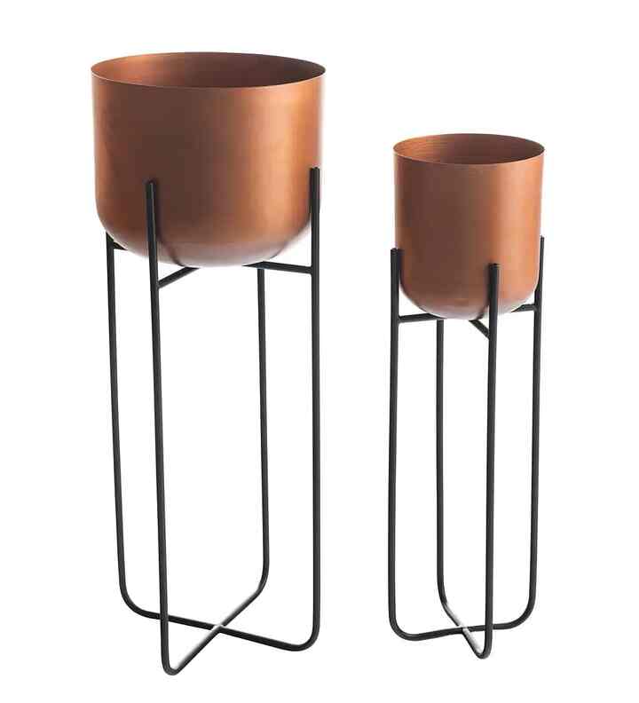 Copper Finish Planters on Stand