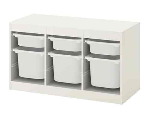 TROFAST, Kombinasi penyimpanan dgn kotak, putih/putih, 99x44x56 cm