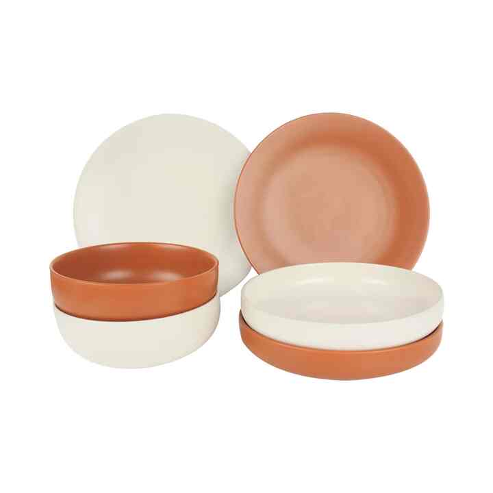 Set 12 Pcs Perlengkapan Makan - Terracota/krem
