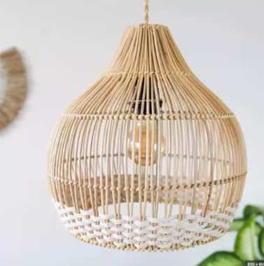 Kap Lampu Gantung Anyaman Rotan