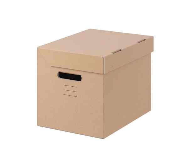 PAPPIS Box with lid, brown, 25x34x26 cm