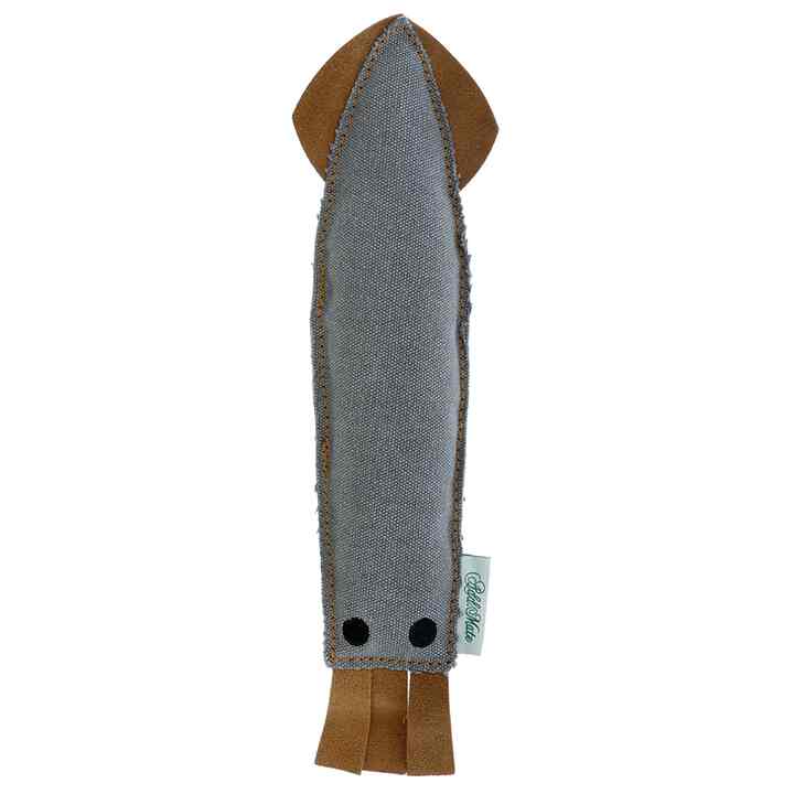猫用おもちゃ キャンバスＴＯＹレザー けりぐるみ　イカ