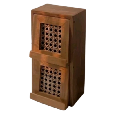 Rak Dinding Kombinasi Kayu Rotan