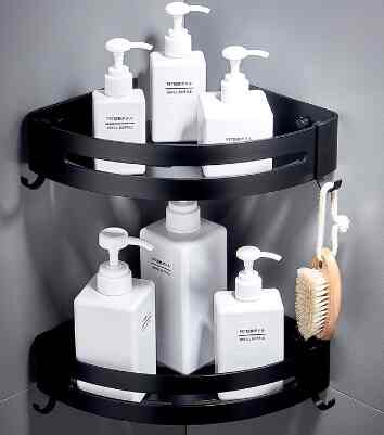 Rak Sudut Kamar Mandi, Dua Tingkat, Hitam