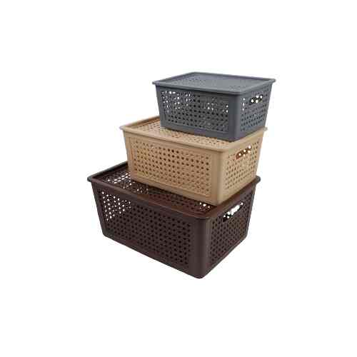 Keranjang Kisah Motif Rotan Plastik