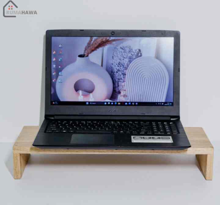 Stand Monitor Dudukan Tempat PC Komputer Laptop Meja Layar Monitor Papan Kayu