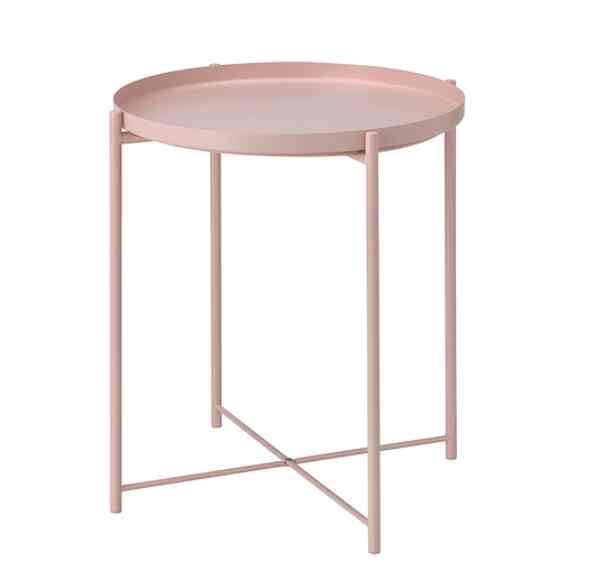 GLADOM Meja baki, merah muda pucat, 45x53 cm