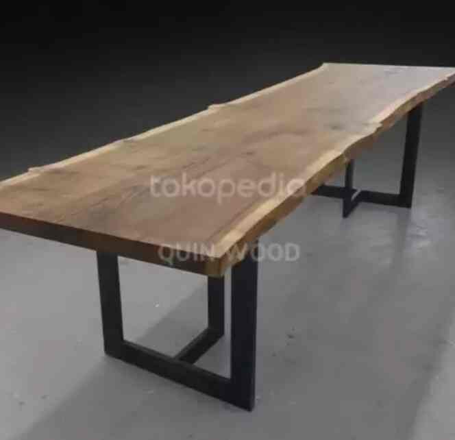 Meja makan kayu jati tebal 5cm 120x70x75
