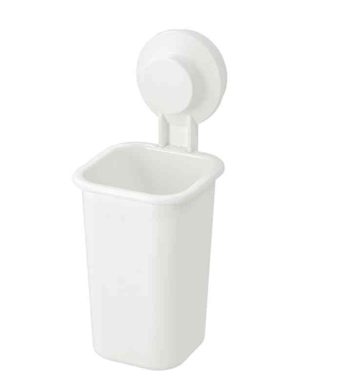 TISKEN, Tempat sikat gigi dg plastik hisap, putih