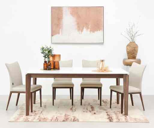 hadlynn quartz meja makan putih