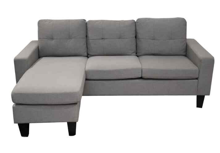 Albris Sofa Sudut Fabric - Abu-Abu