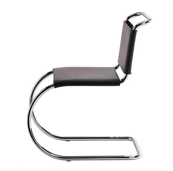 ブラックレザーステンレスカーブチェア
