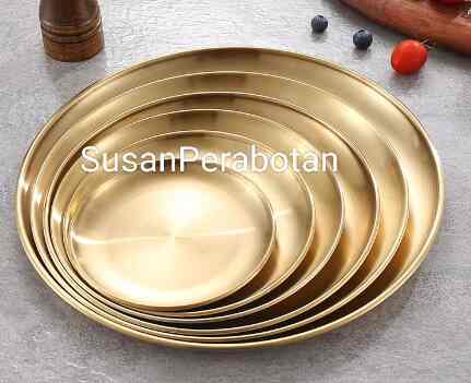 Piring Gold Korea/Piring Bulat Emas