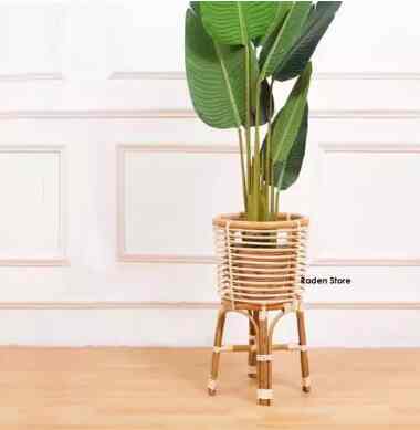 Standing Pot Bunga Rotan Keranjang Pot Tinggi