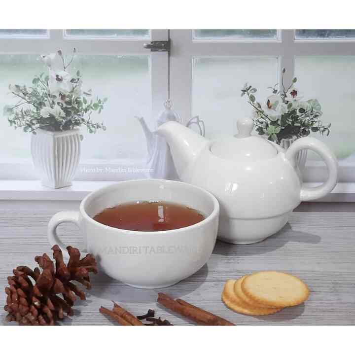 Teko Set Tumpuk Keramik Putih