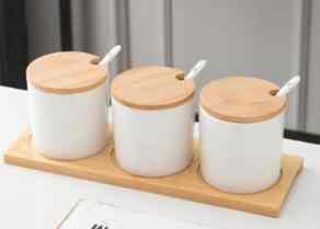3 in 1 Set Tempat Bumbu Dapur Keramik