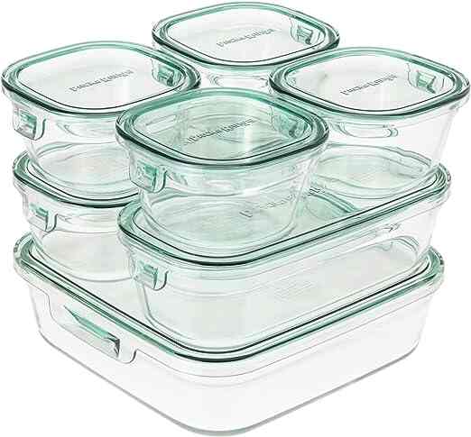 耐熱ガラス 保存容器 グリーン 7個セット パック&レンジ PSC-PRN-G7