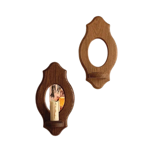 ヴィンテージ ウッド ミラーキャンドルホルダー