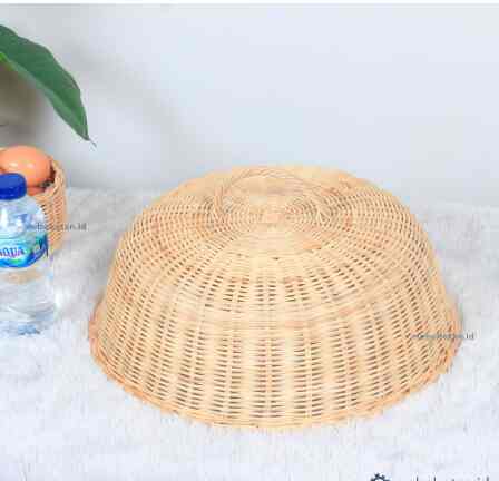 Tudung saji bundar anyaman rotan alami