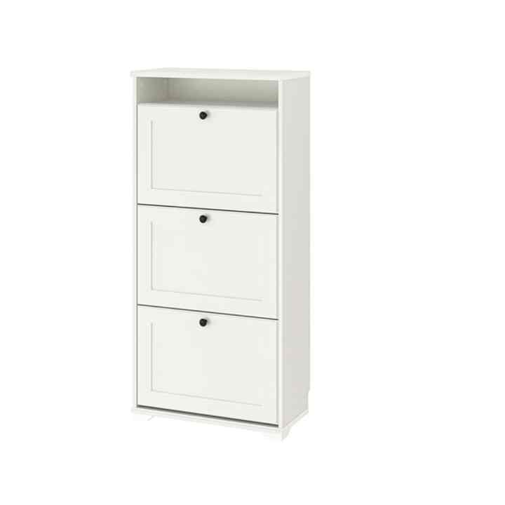 BRUSALI Kabinet sepatu dg 3 kompartemen, putih, 61x30x130 cm
