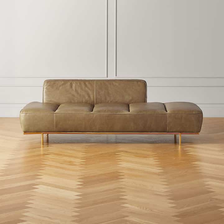 Lawndale Saddle Brown Leather Daybed