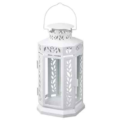 ENRUM Lentera lilin blok,luar/dalam ruang, putih, 28 cm