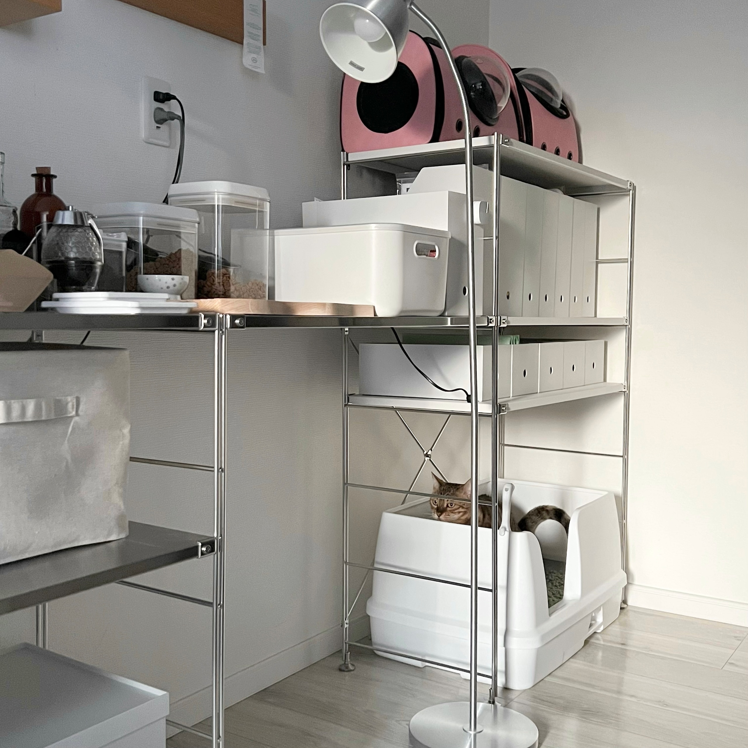 ステンレスユニットシェルフ【mko】 無印良品 ステンレスユニットシェルフ・ウォールナット材棚セット