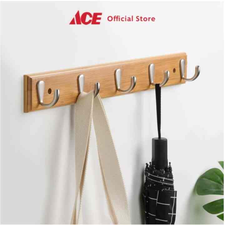 Ace - Kris Gantungan Pakaian Dinding Bambu 5 Kait