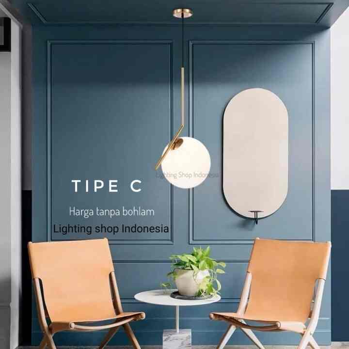 Lampu gantung gold bola kaca