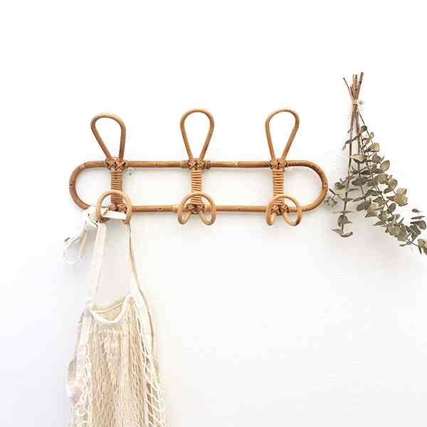ラタンウォールハンガー (3連) ウォールフック