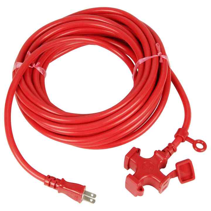 ソフトタイプ 延長コード 15A・10m 3ツ口 レッド KM01-10