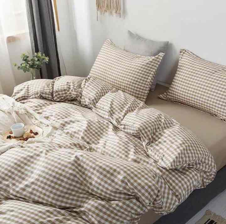 Sprei Kotak Khaki Gingham