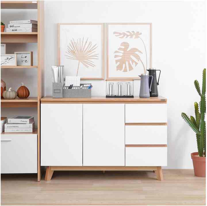 Preston Kabinet 2 Pintu Dengan 3 Laci - Putih/Oak