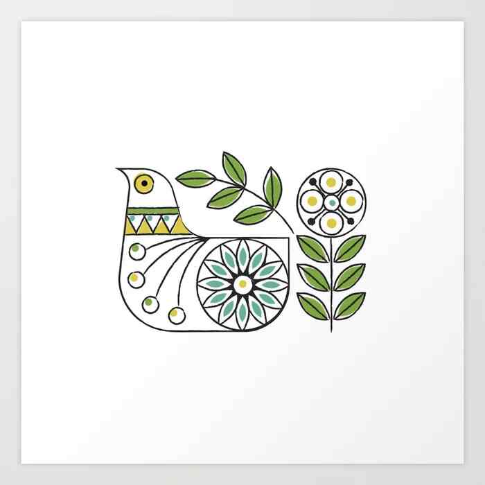 Mid Century Danish Bird Art Print