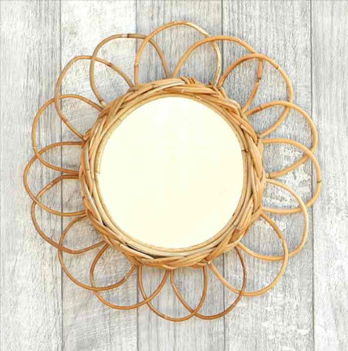 ラタン壁掛けミラー