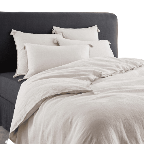 Carly ウォッシュ加工リネン タッセル掛け布団カバー