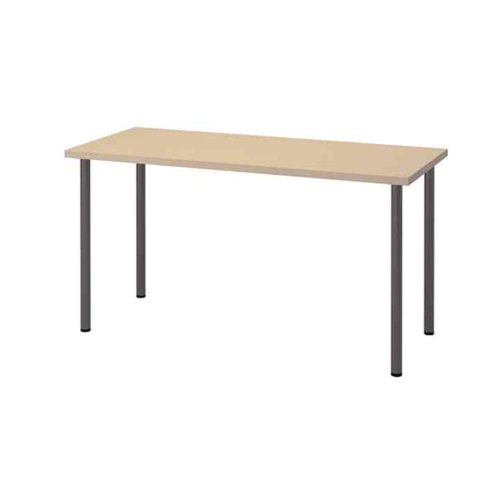 MÅLSKYTT / ADILS Meja, kayu birch/abu-abu tua, 140x60 cm