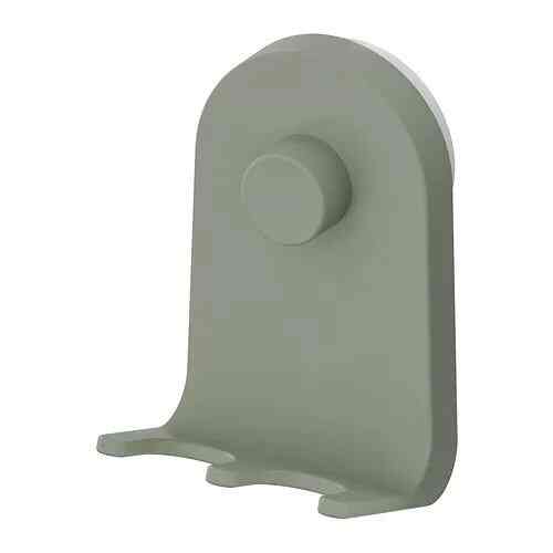 ÖBONÄS 3 pengait dengan plastik hisap, abu-abu-hijau, 7x11 cm