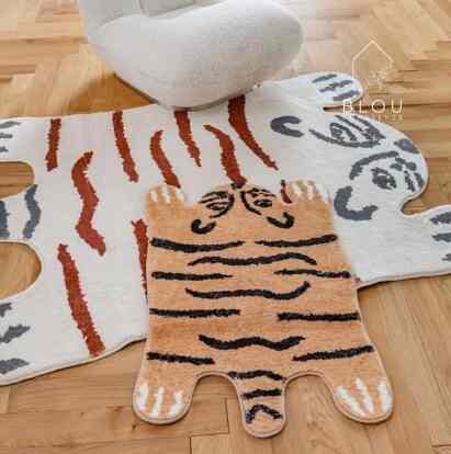 Keset karpet bulu lembut motif Tiger