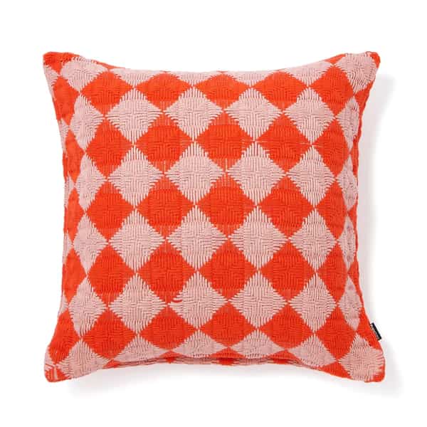 コットンダイヤ クッションカバー 450×450 オレンジ×ピンク
