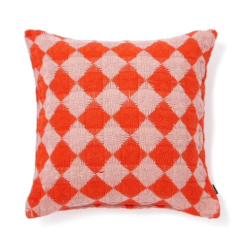 Francfranc コットンダイヤ クッションカバー 450×450 オレンジ×ピンク Francfranc コットンダイヤ クッションカバー 450×450 オレンジ×ピンク