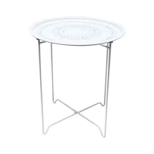 Meja Teras Dengan Tray Putih