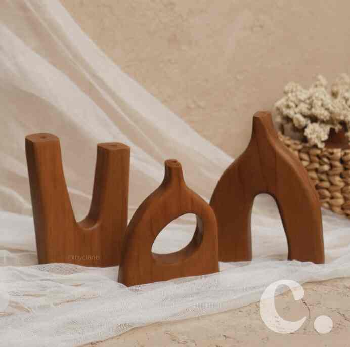 Sekawan Vase SET - 3 Buah Vas Kayu Jati
