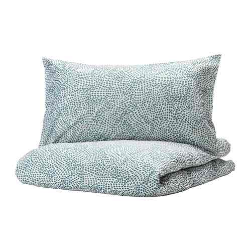 TRÄDKRASSULA Sarung duvet dan 2 sarung bantal, putih/biru, 200x200/50x80 cm