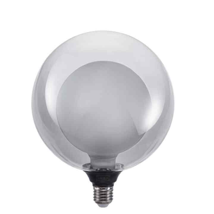MOLNART, Led bulb e27 100 lumen, double globe grey clear glass, 180 mm