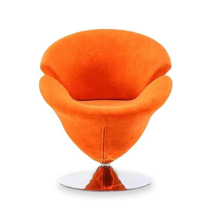 Tulip Polished Chrome Velvet Swivel Accent Chair