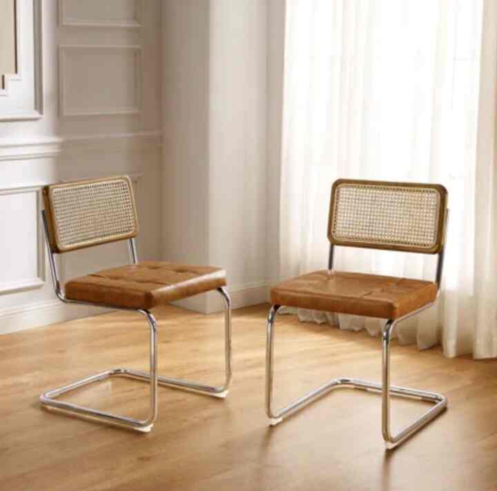 Staple Hill Upholstered Tufted Rattan Back Dining Side Chair (Multiple Options)