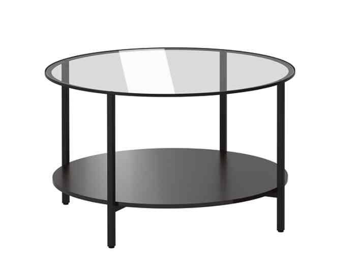 VITTSJÖ, Meja tamu, hitam-cokelat/kaca, 75 cm